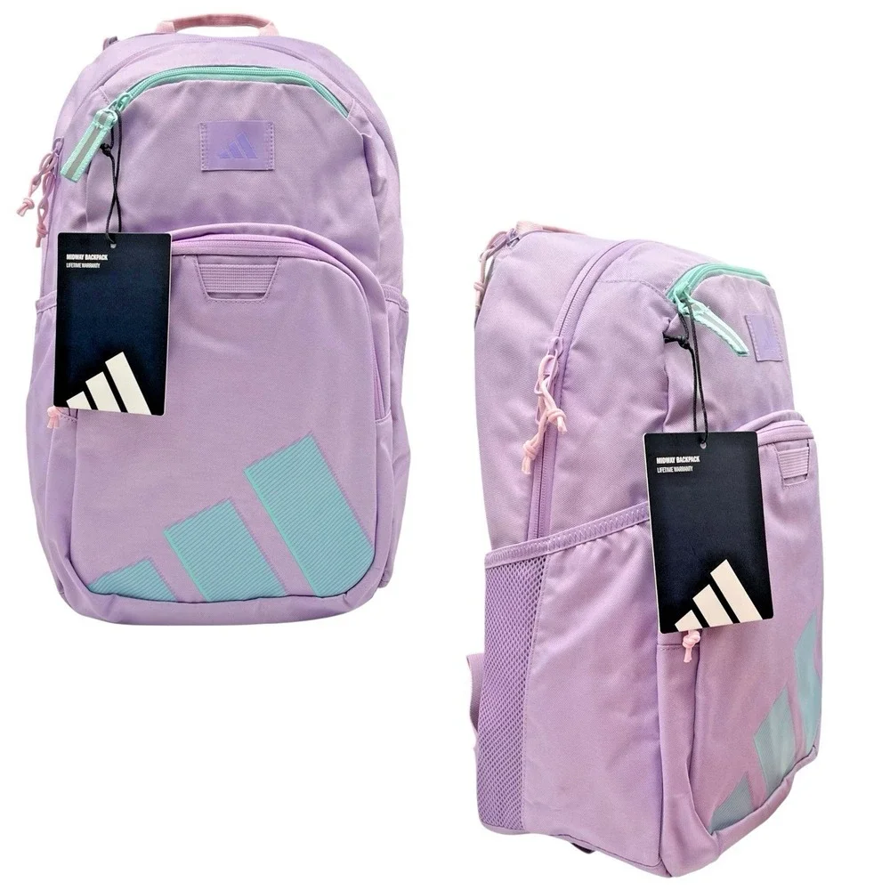 Adidas Girls School Midway Backpack Plum Purple Aqua‎ Fits 15